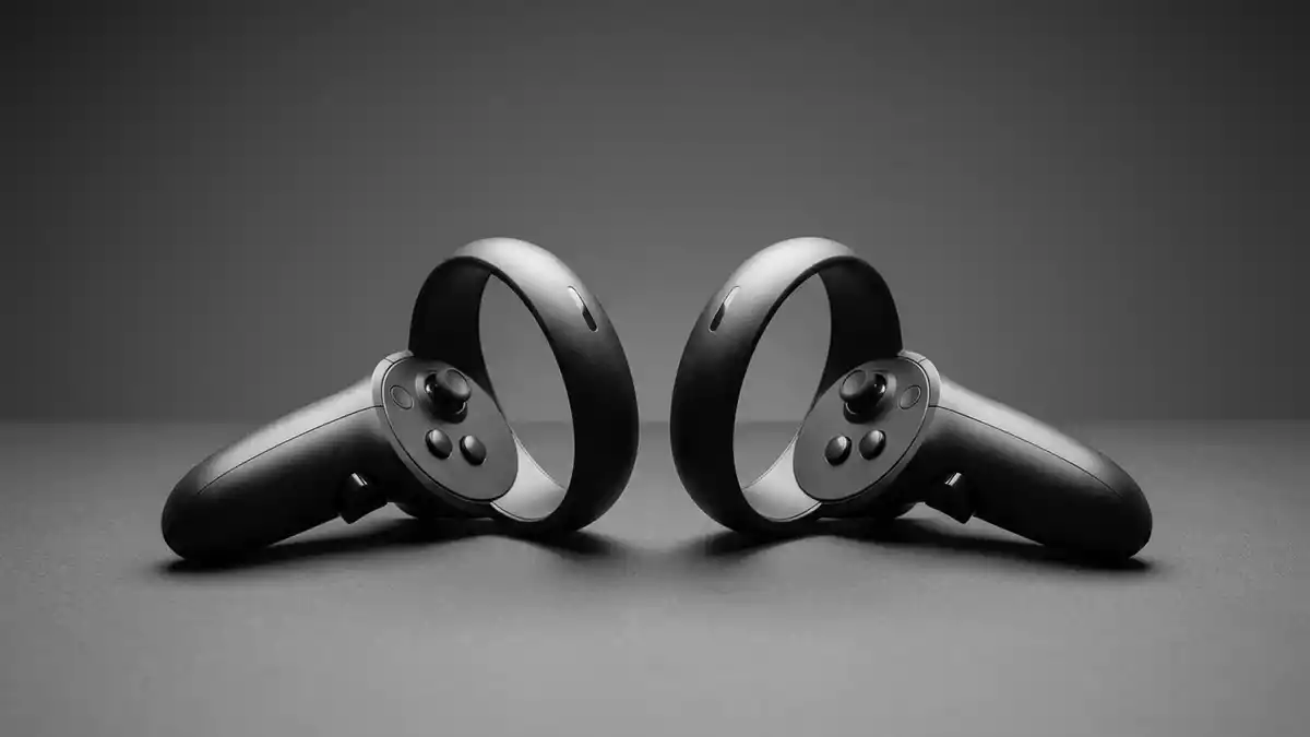 Fotorealistische Studioansicht von VR-Controller in neutraler Produktdarstellung