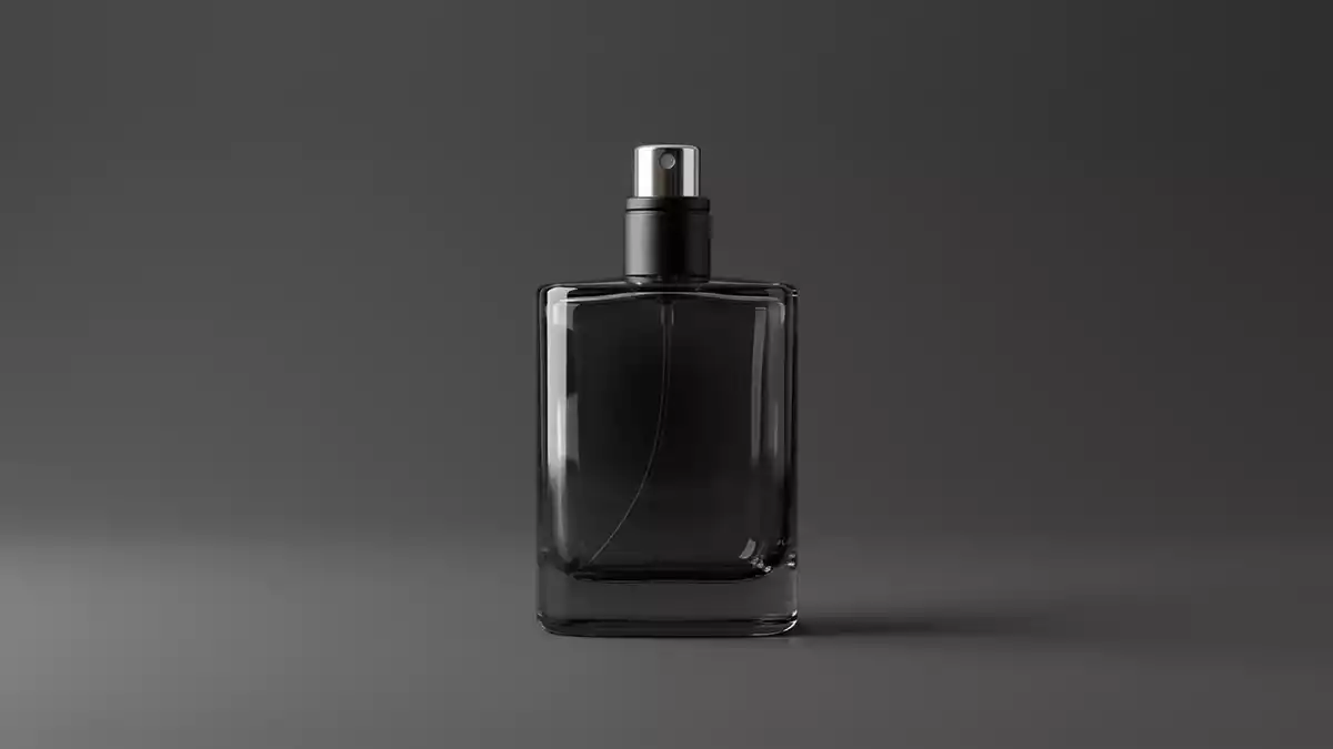 Fotorealistische Studioansicht von Eau de Parfum in neutraler Produktdarstellung