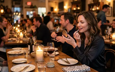 Fotorealistische Aufnahme von Lippenstift beim Abendessen zum Thema Chanel Rouge Allure Velvet, warmes Abendlicht - Foto: THN