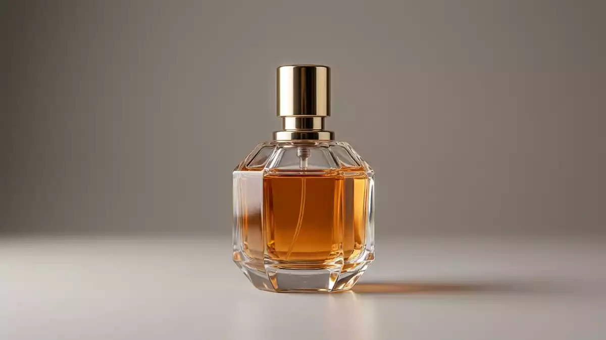 Fotorealistische Studioansicht von Eau de Parfum in neutraler Produktdarstellung