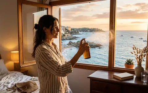 Fotorealistische Aufnahme von Eau de Parfum im Hotelzimmer zum Thema Paco Rabanne Olympéa EdP - Foto: THN