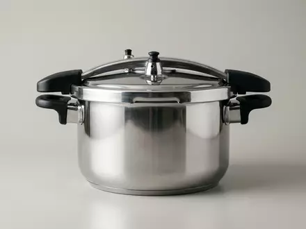 Fotorealistische Studioaufnahme von Schnellkochtopf zum Thema WMF Perfect Pro Schnellkochtopf, klare Lichtfuehrung - Foto: THN
