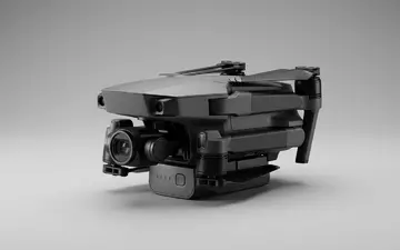 Fotorealistische Studioaufnahme von Kameradrohne zum Thema DJI Air 3 Fly, klare Lichtfuehrung - Foto: THN