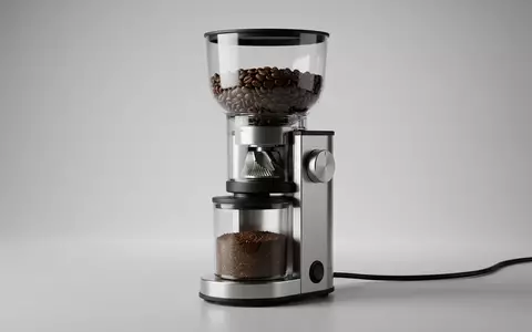 Fotorealistische Studioaufnahme von Kaffeemuehle zum Thema KitchenAid 5KCG8433 Kaffeemühle, klare Lichtfuehrung, sachlich dargestellt - Foto: THN