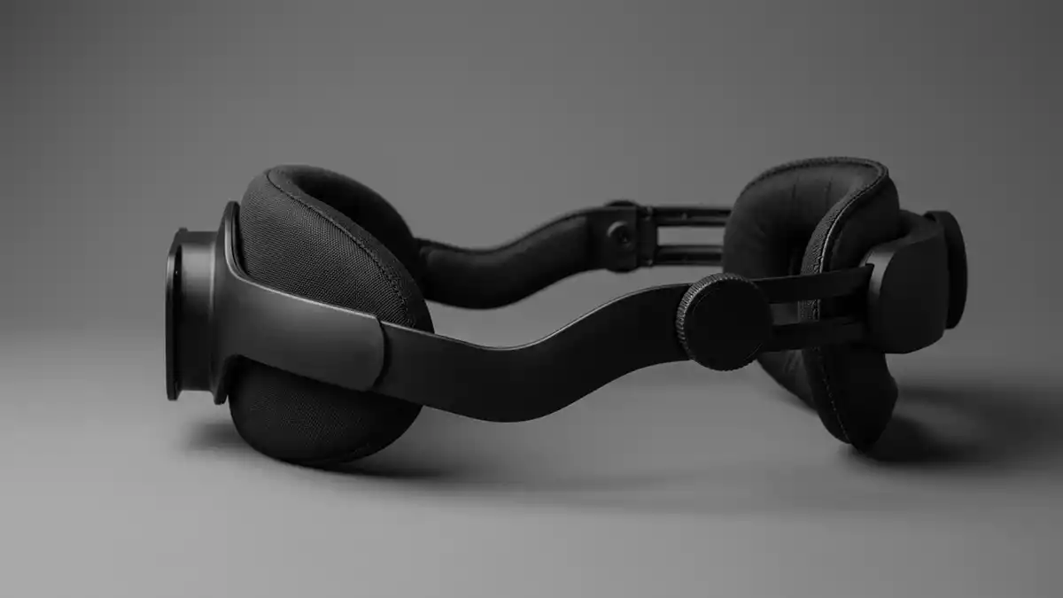Fotorealistische Studioansicht von VR-Kopfband in neutraler Produktdarstellung