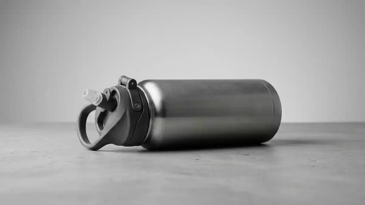 Fotorealistische Studioansicht von Trinkflasche in neutraler Produktdarstellung