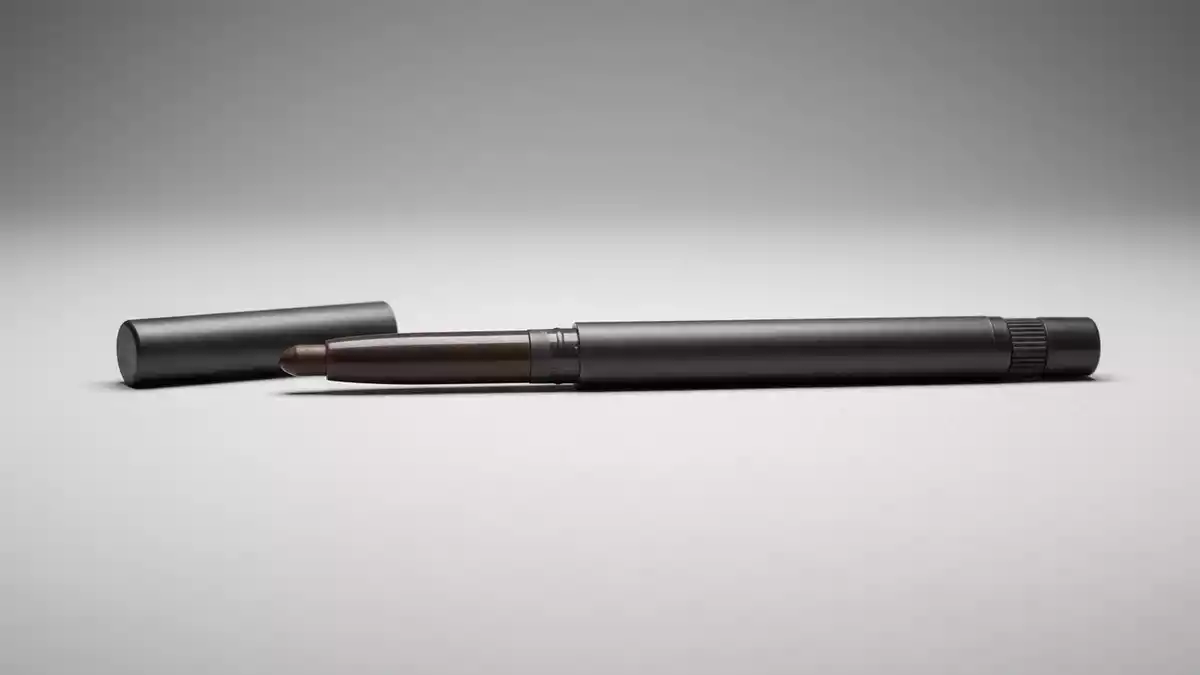 Fotorealistische Studioansicht von Augenstift in neutraler Produktdarstellung, neutral