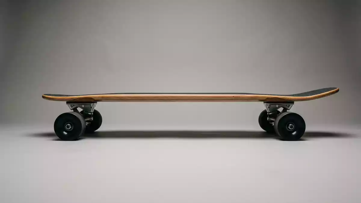 Fotorealistische Studioansicht von Longboard in neutraler Produktdarstellung, neutral