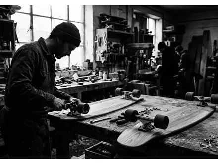 Schwarzweiss-Reportage mit Longboard zum Thema Globe Big Blazer 32, hoher Kontrast, sachlich dargestellt - Foto: THN