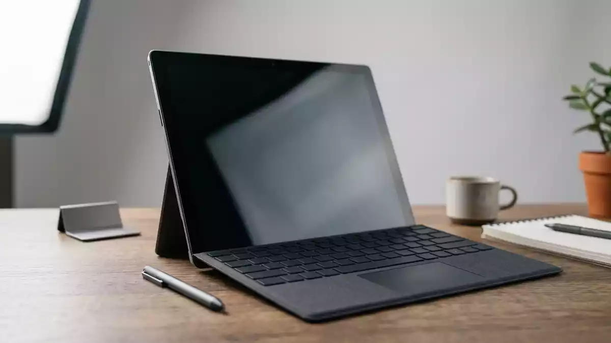 Fotorealistische Studioansicht von Tablet Computer in neutraler Produktdarstellung