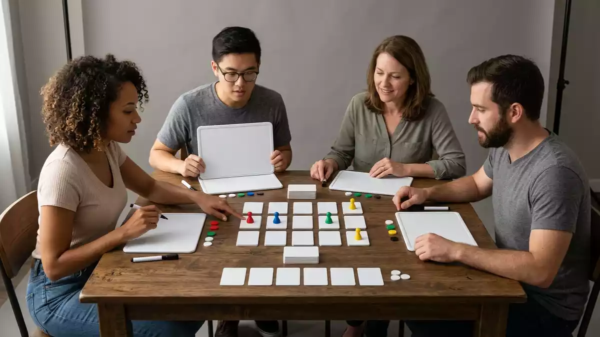 Fotorealistische Studioansicht von Ratespiel in neutraler Produktdarstellung, neutral