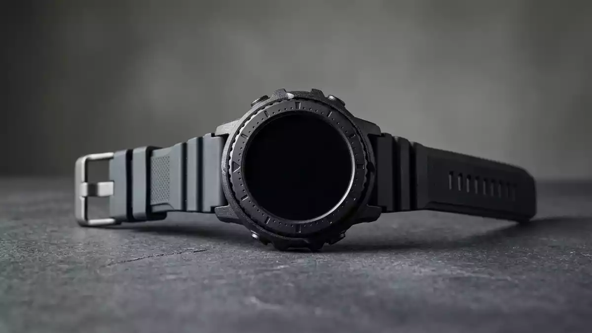 Fotorealistische Studioansicht von Tauch-Smartwatch in neutraler Produktdarstellung