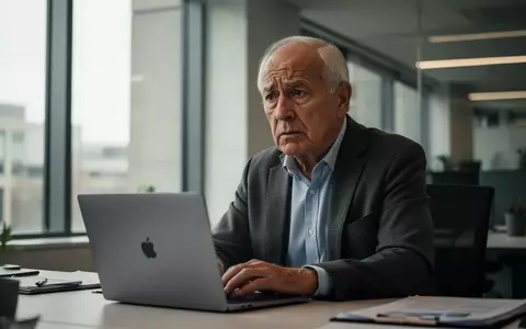 Ein älterer Mitarbeiter im Büro, der nachdenklich vor seinem Laptop sitzt und über die Zukunft der Altersteilzeit nachdenkt. - Foto: über boerse-global.de