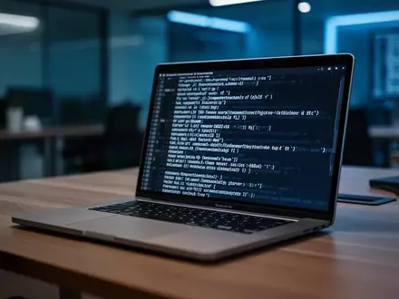 Ein Laptop auf einem Schreibtisch in einem modern beleuchteten Büro, das auf Cybersicherheit und Ermittlungsarbeit hindeutet. - Foto: über boerse-global.de