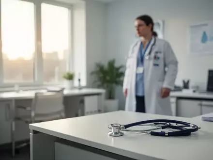 Ein heller, moderner Arztpraxisraum mit medizinischer Ausrüstung in einer professionellen, ruhigen Atmosphäre. - Foto: über boerse-global.de