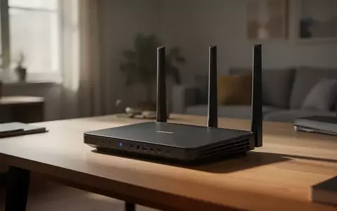 Ein moderner Router steht auf einem Schreibtisch in einem wohnlichen, minimalistisch gestalteten Heimbüro. - Foto: über boerse-global.de