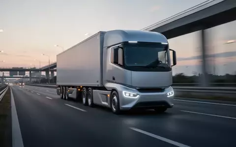 Ein autonomer Elektro-LKW auf einer modernen Autobahn bei Dämmerung. - Foto: über boerse-global.de