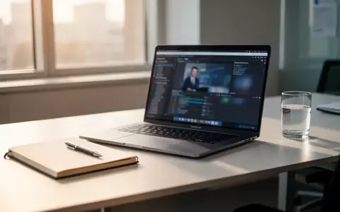 Ein sauberer, moderner Büroarbeitsplatz mit einem Laptop und einem Notizbuch in natürlichem Licht. - Foto: über boerse-global.de
