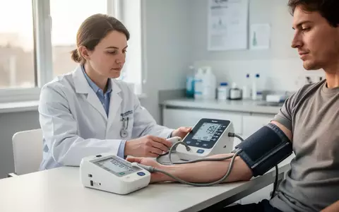 Ein Arzt misst in einer modernen Praxis den Blutdruck eines Patienten mit einem digitalen Blutdruckmessgerät. - Foto: über boerse-global.de