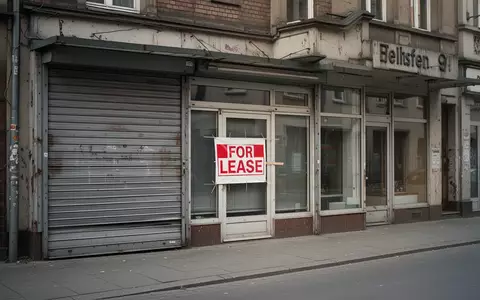 Ein geschlossenes Ladenlokal in einer deutschen Stadt mit heruntergelassenen Rollläden in einer ruhigen Straße. - Foto: über boerse-global.de