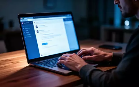 Ein beleuchteter Laptop auf einem Schreibtisch in einem dunklen Büro, der den Fokus auf die Gefahr von Phishing-E-Mails legt. - Foto: über boerse-global.de