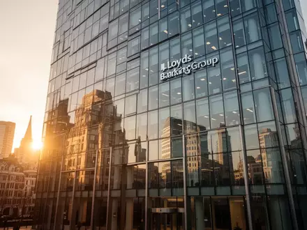 Moderne Glasfassade eines Bürogebäudes der Lloyds Banking Group in London im goldenen Licht der Abendsonne. - Foto: über boerse-global.de
