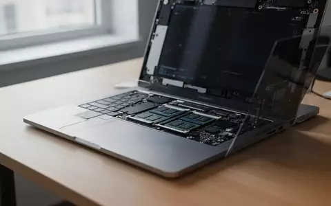 Ein modernes, offenes Lenovo-Notebook auf einem minimalistischen Schreibtisch, das den Fokus auf die interne Hardware legt. - Foto: über boerse-global.de