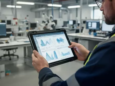 Eine Fachkraft für Arbeitssicherheit nutzt ein Tablet zur digitalen Verwaltung von Gesundheitsdaten in einem modernen Büro. - Foto: über boerse-global.de