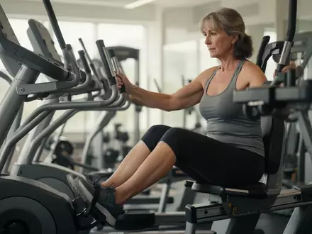 Eine Frau trainiert an einem Fitnessgerät in einem hellen Studio, um ihre Beinmuskulatur zu stärken. - Foto: über boerse-global.de