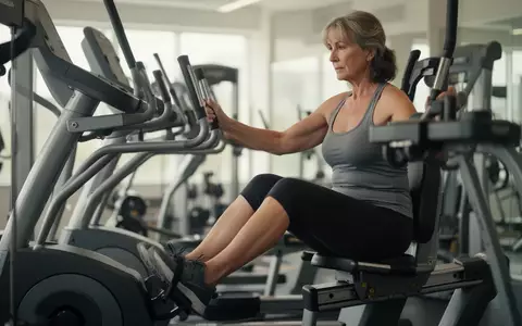 Eine Frau trainiert an einem Fitnessgerät in einem hellen Studio, um ihre Beinmuskulatur zu stärken. - Foto: über boerse-global.de