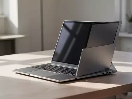 Ein modernes Asus-Notebook auf einem hellen Holztisch in einem sonnendurchfluteten Büro. - Foto: über boerse-global.de