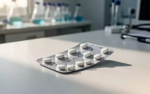 Eine Blisterpackung mit medizinischen Tabletten liegt auf einem weißen Schreibtisch in einer klinischen Umgebung. - Foto: über boerse-global.de
