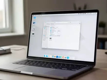 Ein moderner Laptop-Bildschirm zeigt die Benutzeroberfläche eines Dateimanagers in einem hellen, professionellen Büro. - Foto: über boerse-global.de