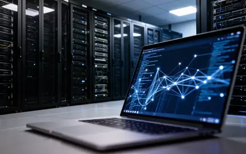 Ein modern beleuchteter Serverraum mit dunklen Serverschränken in einer professionellen, atmosphärischen Aufnahme. - Foto: über boerse-global.de