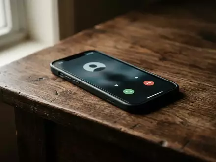 Ein Smartphone mit einem eingehenden Anruf liegt auf einem dunklen Holztisch, symbolisch für das Risiko von Betrugsanrufen. - Foto: über boerse-global.de