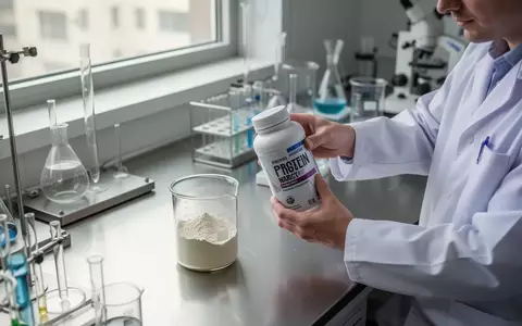 Ein Wissenschaftler im Labor untersucht ein Protein-Nahrungsergänzungsmittel zur Unterstützung der Muskelgesundheit. - Foto: über boerse-global.de