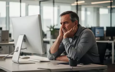 Ein erschöpfter Büroangestellter sitzt an einem Schreibtisch und blickt nachdenklich in die Ferne. - Foto: über boerse-global.de