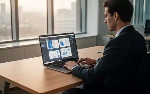 Eine Person arbeitet an einem Laptop in einem modernen, hellen Büro an einer professionellen Präsentation. - Foto: über boerse-global.de
