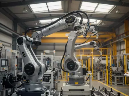 Ein moderner Industrieroboter in einer automatisierten Produktionsumgebung mit natürlichem Licht. - Foto: über boerse-global.de