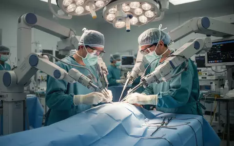 Ein Chirurg bei der Arbeit mit einem robotergestützten chirurgischen System während einer Herzoperation im Krankenhaus. - Foto: über boerse-global.de