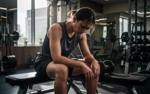 Erschöpfte Person nach einem intensiven Workout auf einer Fitnessbank in einem Fitnessstudio. - Foto: über boerse-global.de