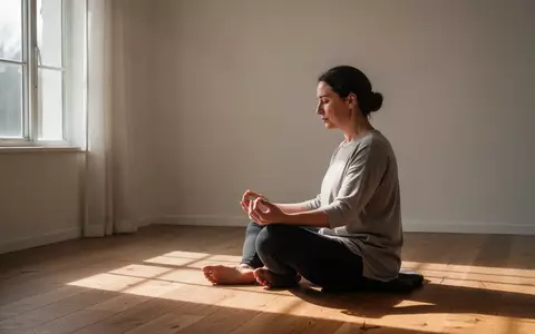 Eine Person sitzt in einem minimalistischen, lichtdurchfluteten Raum und praktiziert eine stille Achtsamkeitsübung. - Foto: über boerse-global.de