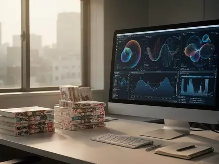 Ein moderner Arbeitsplatz mit Computer und Manga-Büchern in einem hellen, japanischen Bürogebäude. - Foto: über boerse-global.de