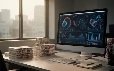 Ein moderner Arbeitsplatz mit Computer und Manga-Büchern in einem hellen, japanischen Bürogebäude. - Foto: über boerse-global.de