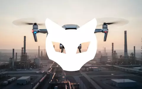 Eine hochmoderne Drohne über einer minimalistischen Industrielandschaft bei Sonnenaufgang als Symbol für Luftfahrttechnik. - Foto: über boerse-global.de