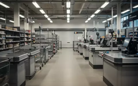 Leere Gänge und geschlossene Kassen in einem Einzelhandelsgeschäft während eines Arbeitskonflikts. - Foto: über boerse-global.de