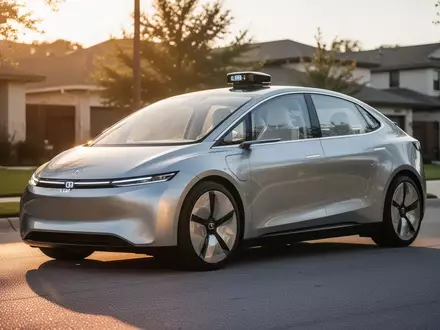 Ein futuristisches, autonomes Cybercab von Tesla parkt an einer sonnigen Straße in Austin. - Foto: über boerse-global.de