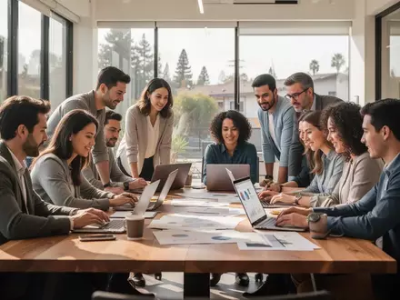 Ein diverser Team bei der gemeinsamen Arbeit in einem modernen Büro in Palo Alto. - Foto: über boerse-global.de