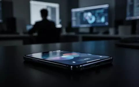 Ein Smartphone auf einem dunklen Schreibtisch in einem Büro, das die Bedrohung durch Phishing-Angriffe symbolisiert. - Foto: über boerse-global.de