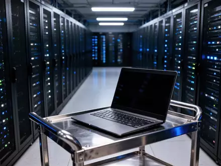Modernes Server-Rechenzentrum mit dunklen Server-Racks und dezenter blauer Beleuchtung. - Foto: über boerse-global.de